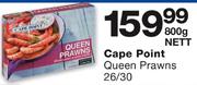 Cape Point Queen Prawns 26/30-800g