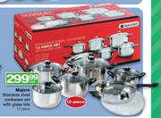 Majore 12 Piece Stainless Steel Cookware Set With Glass Lids