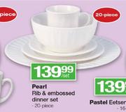 Pearl 20 Piece Rib & Embossed Dinner Set