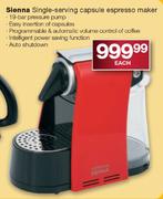 Sienna Single Serving Capsule Espresso Maker