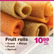 Fruit Rolls Guava Mango Peach Apricot-80g Each