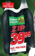 Zip Zero Cold Drink-4 x 2Ltr Per Pack