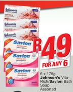 Johnson's Vita-Rich/ Savlon Bath Soap-6x175g