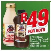 Spur French Fry Salad Dressing-375ml & Spur BBQ Squeeze Sauce 500ml-For Both