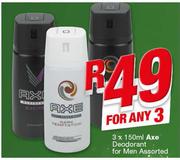 Axe Deodorant For Men Assorted-3 x 150ml