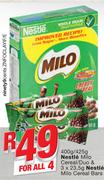 Nestle Milo Cereal/Duo-400g/425g & Nestle Milo Cereal Bars 3x23.5g-For All 4