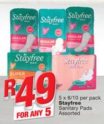 Stayfree Sanitary Pads-For Any 5x8/10 Per Pack