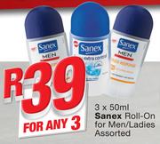 Sanex Roll-On For Men/Ladies-3x50ml
