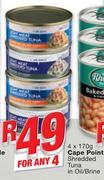 Cape Point Shredded Tuna In Oil/Brine-4x170g