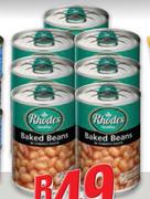 Rhodes Baked Beans In Tomato Sauce-7x410g