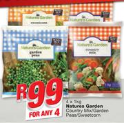 Natures Garden Country Mix/Garden Peas/Sweetcorn-4x1kg