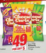 Willards Cheese Curls/Flings-5x150g