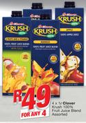 Krush 100% Fruit Juice Blend-4x1Ltr
