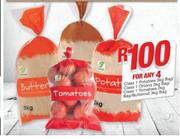 Class1 Potatoes Bag 3Kg/Class 1 Onions Bag 3Kg/ Class 1 Tomatoes Bag 2Kg/Butternut Bag 3Kg-For Any 4