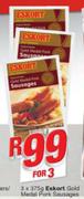 Eskort Gold Medal Pork Sausages-3X375g