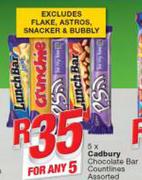Cadbury Chocolate Bar Countlines(Excluding Flake, Astros, Snacker & Bubbly)-For 5
