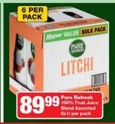 Pure Refresh 100% Fruit Juice Blend-6X1L Per Pack