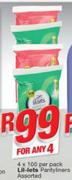 Lil-Lets Pantyliners-4X100's Per Pack