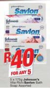 Johnson's Vita-Rich/Savlon Bath Soap-5X175g