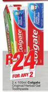 Colgate Original/Herbal/Gel Toothpaste-2X100ml