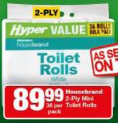 Housebrand 2 Ply Mini Toilet Rolls-36 Rolls Per Pack
