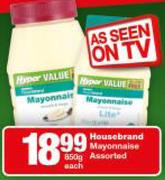 Housebrand Mayonnaise Assorted-850g Each