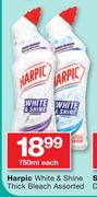 Harpic White & Shine Thick Bleach-750ml Each