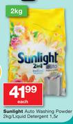 Sunlight Auto Washing Powder 2kg/ Liquid Detergent 1.5Ltr-Each