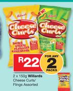 Willards Cheese Curls/ Flings-2x150g