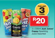 Just Juice/Cappy Sparkling Juice Assorted-3x330ml Cans