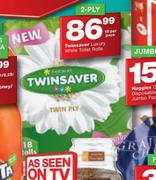 Twinsaver 2-Ply	Luxury White Toilet Rolls 18's-Per Pack
