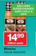 Minnies Sauce Assorted (Excluding Supercharged, Aqed Chilli & Dips)-250ml Each