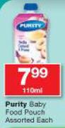 Purity Baby Food Pouch Assorted-110ml Each