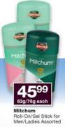 Mitchum Roll-On/Gel Stick For Men/Ladies Assorted-63/75g Each