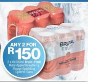 Brutal Fruit Ruby Apple/Strawberry Rouge Sparkling Spritzer Cans-2 x 6 x 500ml