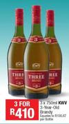 KWV 3 Year Old Brandy-For 3 x 750ml