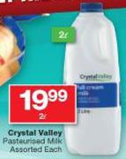 Crystal Valley Pasteurised Milk-2L Each