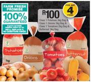 Class 1 Potatoes Bag 3Kg/Class 1 Onions Bag 3Kg/Class 1 Tomatoes Bag 2Kg/Butternut Bag 3Kg-For Any 4