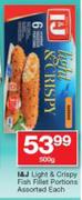 I&J Light & Crispy Fish Fillet Portions-500g Each