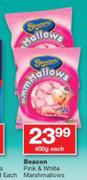 Beacon Pink & White Marshmallows-400g Each