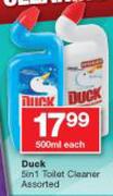 Duck 5 In 1 Toilet Cleaner Assorted-500ml Each