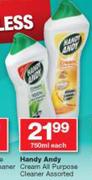 Handy Andy Cream All Purpose Cleaner-750ml Each