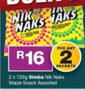 Nik Naks Maize Snack Assorted-For Any 2 x 135g