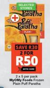 My O My Foods Frozen Plain Puff Paratha-For 2 x 5 Per Pack