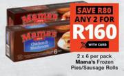 Mama's Frozen Pies/Sausage Rolls-2 x 6's Per Pack