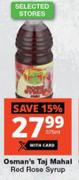 Osman's Taj Mahal Red Rose Syrup-375ml