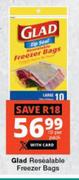 Glad Resealable Freezer Bags-10 Per Pack