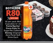 Mini Cupcakes 16 Per Pack & Fanta/Sprite/Coca Cola No Sugar/No Caffeine Twist Soft Drink 1.5L-Both F