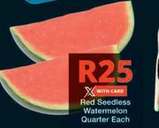 Red Seedless Watermelon Quarter-Each