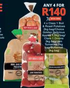 Class 1 Boil & Roast Potatoes 2Kg Bag/Choice Golden Delicious Apples 1.5Kg Bag-For Any 4